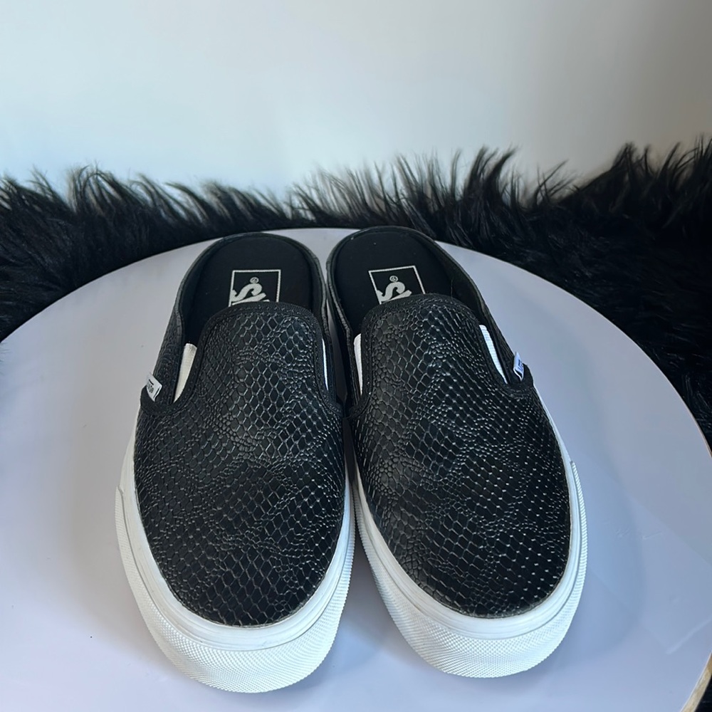 Vans Black Snake Print Mules